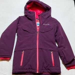 Columbia Titanium Dark Purple Jacket with Bright Pink Details